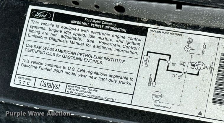 image for item DQ4381 2000 Ford Ranger XLT SuperCab pickup truck