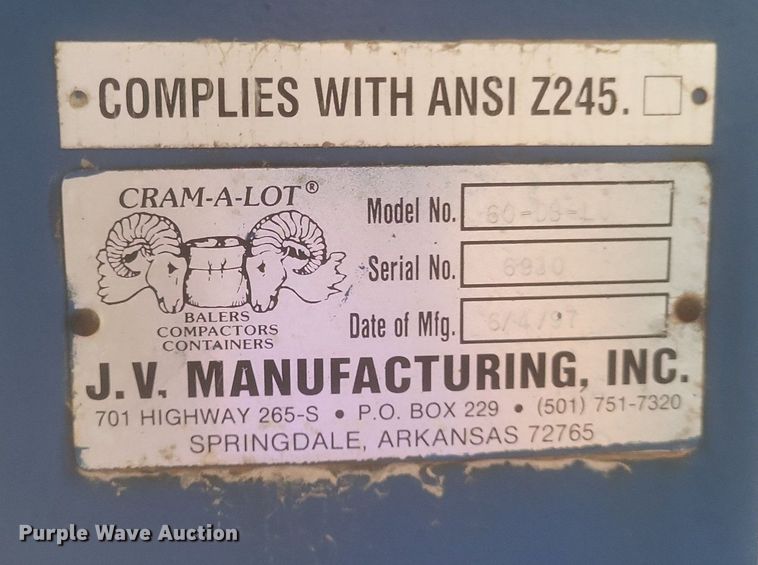 image for item DR5000 1997 Cram-a-lot 60-DB-LU vertical material baler