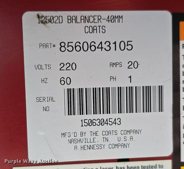 image for item DS4840 Coats 1250 Direct Drive tire balancer