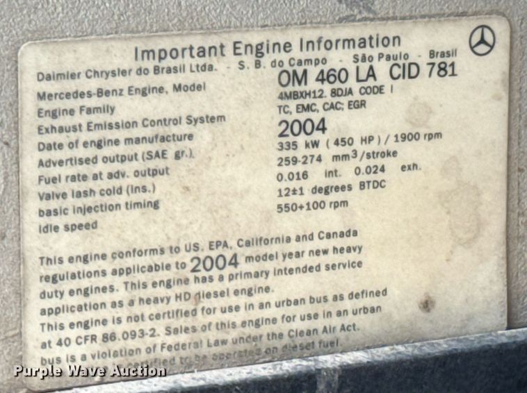 image for item DX1130 2005 Sterling L9500 flatbed truck