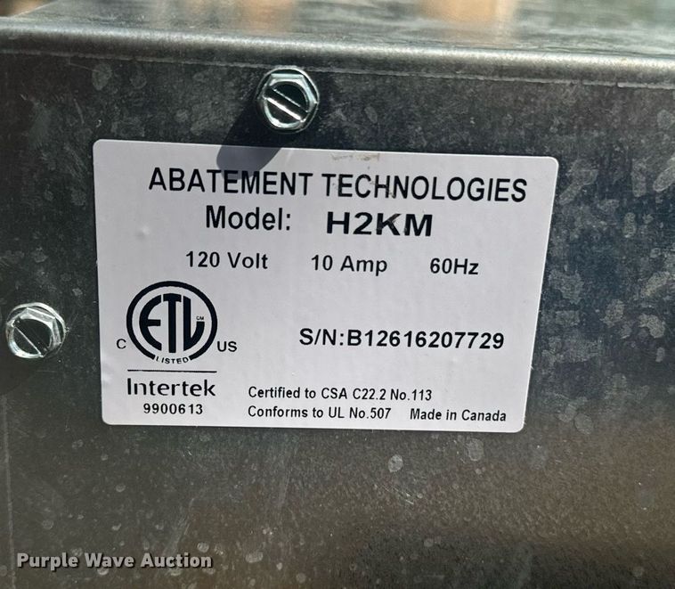 image for item EE7581 Abatement Technologies  H2KM air purifier