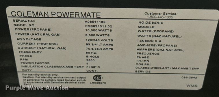 image for item EE7582 Coleman Power Station 10000 generator