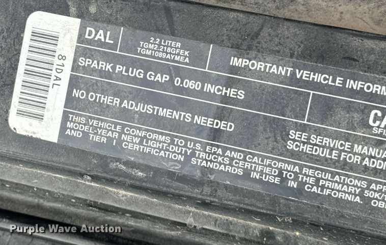 image for item EE7585 1996 Chevrolet S10 Ext. Cab pickup truck