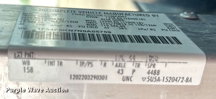 image for item EG0759 2022 Ford F59 delivery van