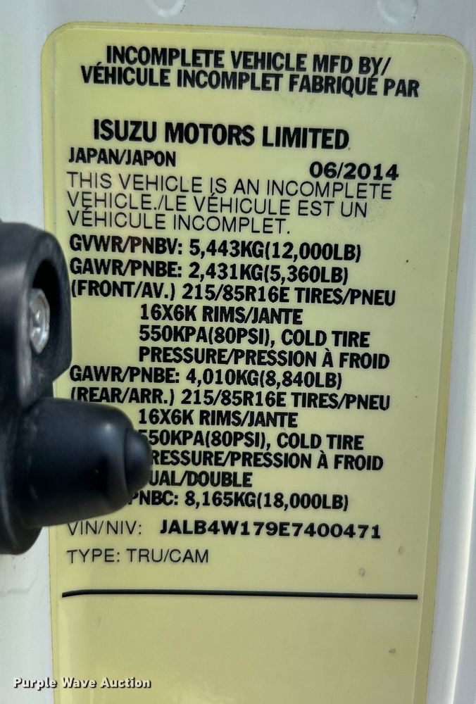 image for item EG0972 2014 Isuzu  sprayer truck