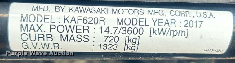 image for item EG1007 2017 Kawasaki  Mule 4010 utility vehicle