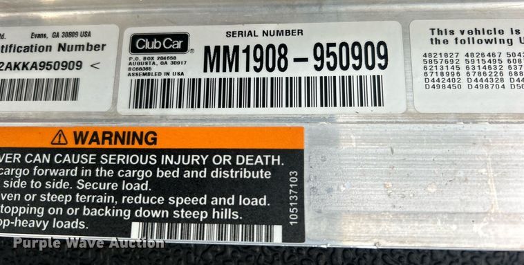 image for item EG1011 2019 Club Car Carryall 550 golf cart