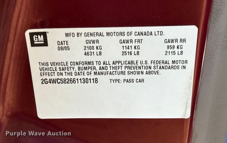 image for item EH6990 2006 Buick LaCrosse CX 