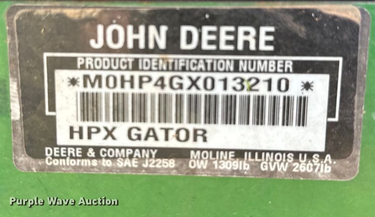 image for item EJ0458 2004 John Deere Gator HPX  utility vehicle