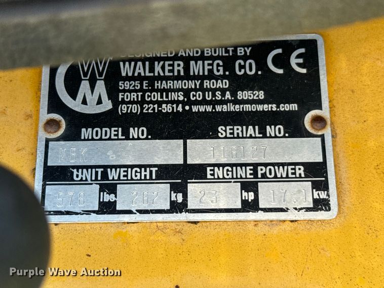 image for item EJ0483 Walker MBK ZTR lawn mower