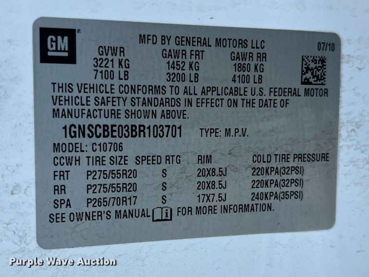 image for item EJ2985 2011 Chevrolet  Tahoe LT Texas Edition SUV