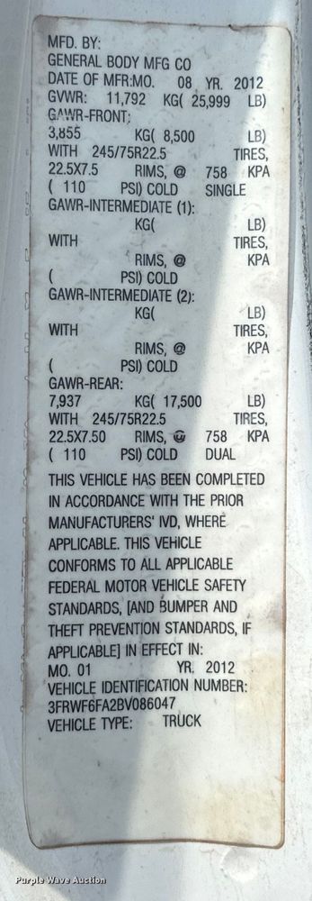 image for item EJ8896 2011 Ford F650 flatbed truck