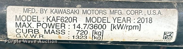 image for item EJ8954 2018 Kawasaki  Mule 4010 utility vehicle