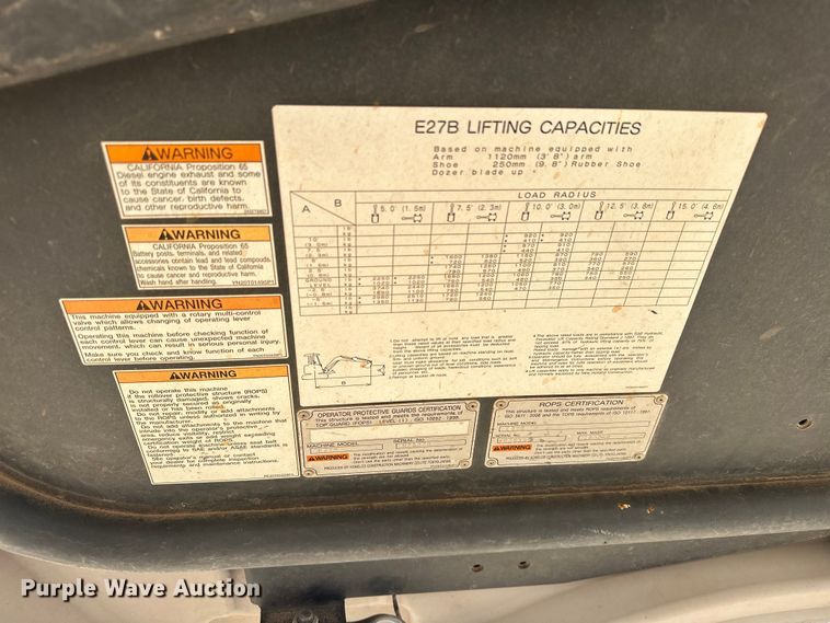 image for item EJ8955 2012 New Holland  E27B mini excavator