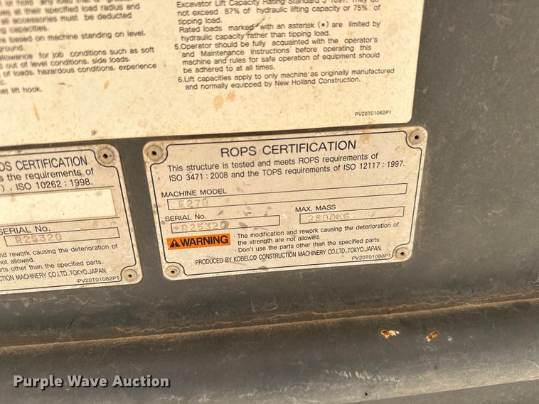 image for item EJ8955 2012 New Holland  E27B mini excavator