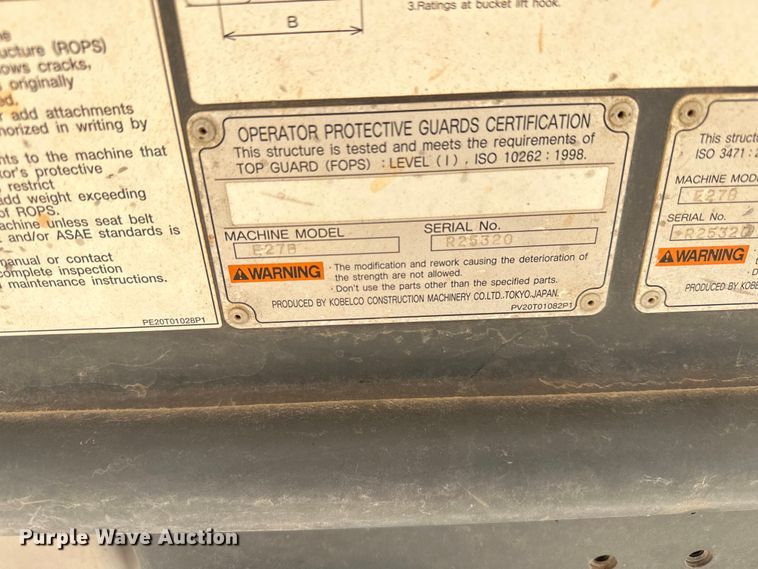 image for item EJ8955 2012 New Holland  E27B mini excavator