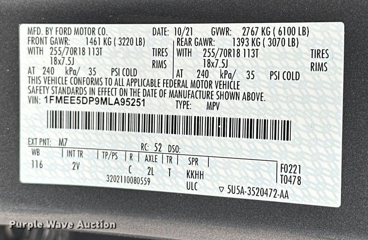 image for item EJ8966 2021 Ford Bronco 