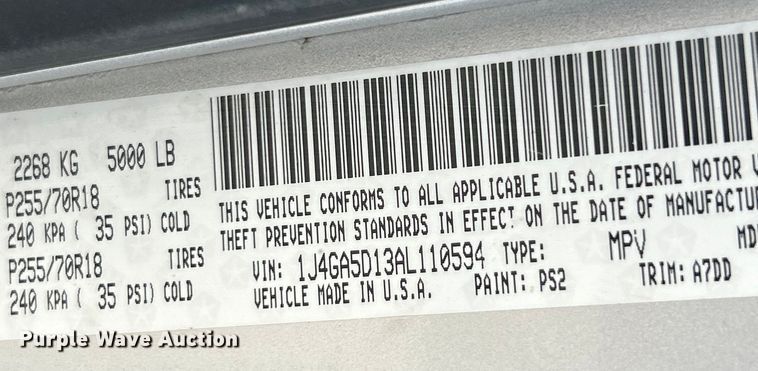 image for item EK3257 2010 Jeep Wrangler Sahara SUV