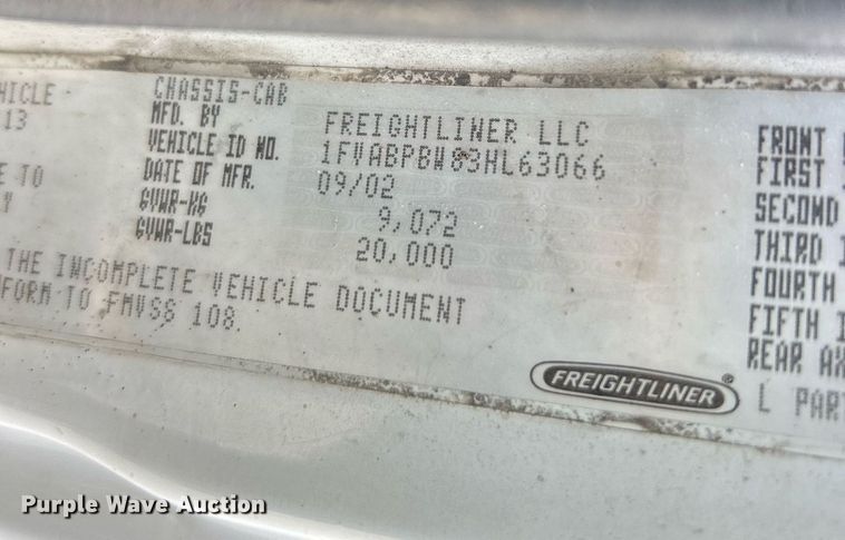 image for item EK3279 2003 Frieghtliner  FL60 Ambulance