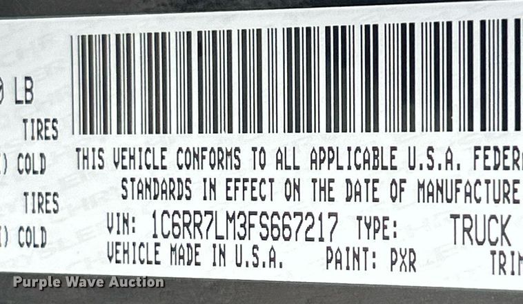 image for item EK3285 2015 Dodge Ram 1500 Crew Cab pickup truck
