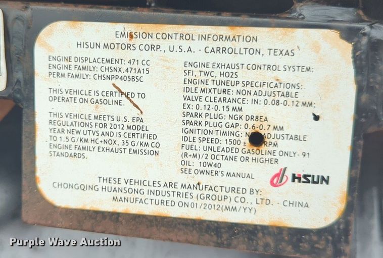 image for item EQ2080 2012 Massimo utility vehicle