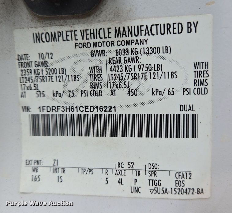 image for item EQ2503 2012 Ford F350 Super Duty XL flatbed pickup truck