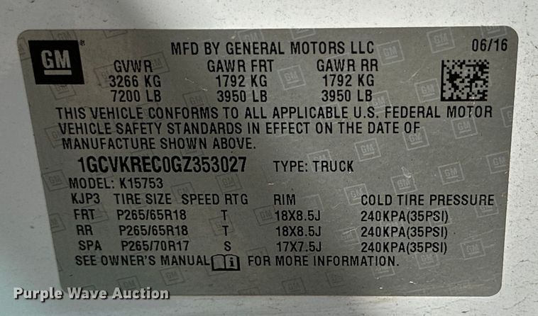 image for item IB9458 2016 Chevrolet Silverado 1500 Double Cab pickup truck