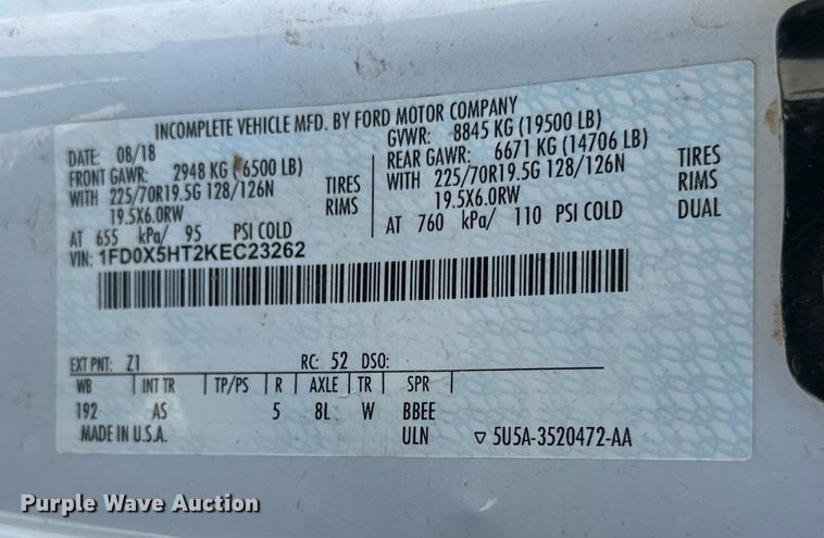 image for item IB9459 2019 Ford F550 Super Duty XL SuperCab utility / service truck