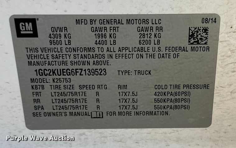 image for item IB9462 2015 Chevrolet Silverado 2500HD Double Cab pickup truck