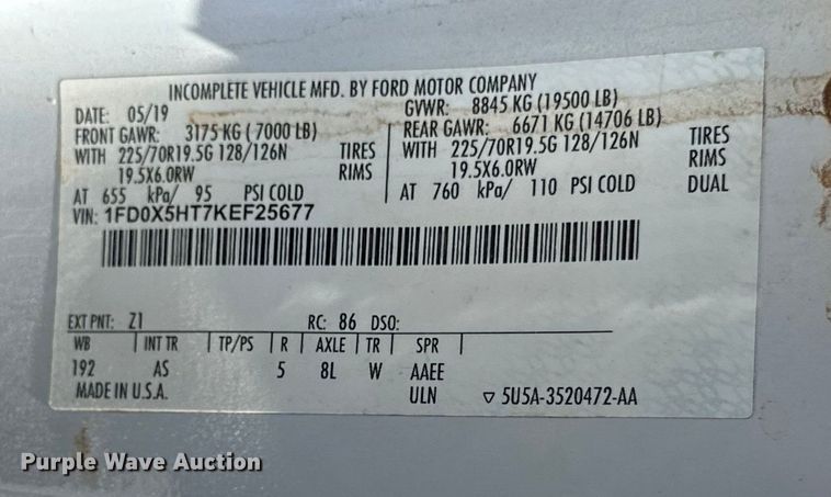 image for item IB9463 2019 Ford F550 Super Duty XL SuperCab utility / service truck