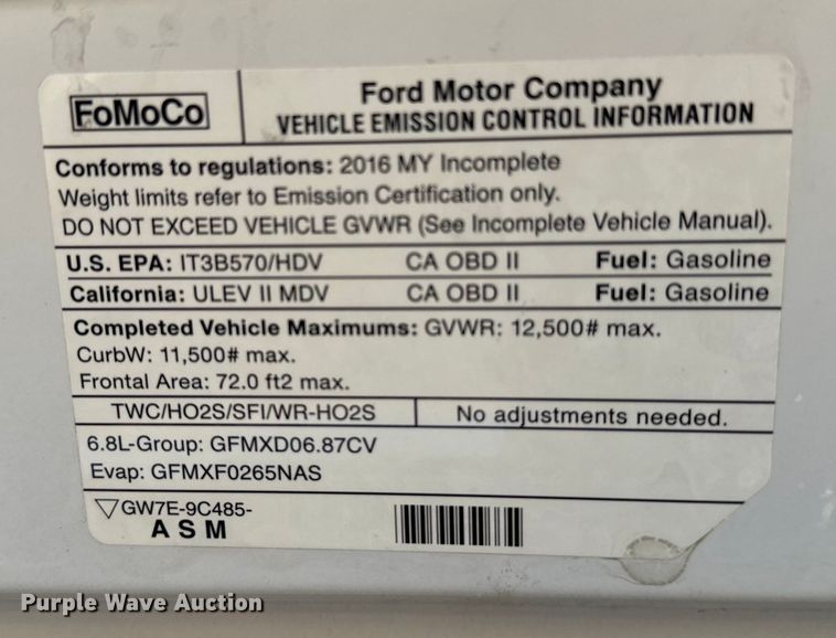 image for item IE9037 2016 Ford Econoline E350 shuttle bus