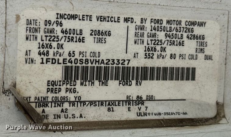 image for item MU9852 1997 Ford E450 Super Duty box truck