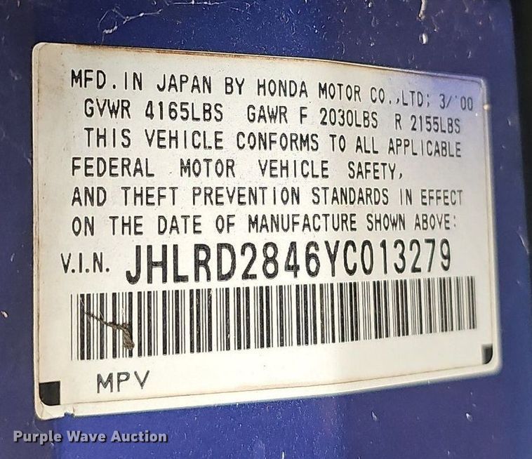 image for item NX9255 2000 Honda  CR-V SUV