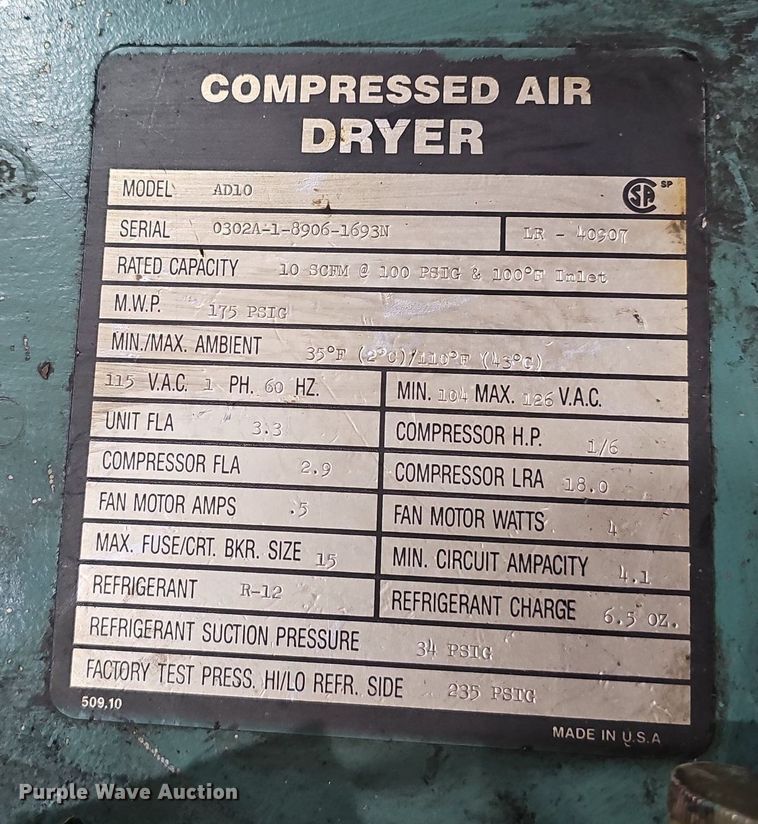 image for item NX9261 1989 Champion  compressed air dryer