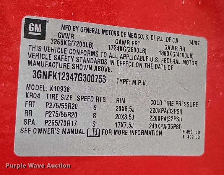 image for item NX9263 2007 Chevrolet  Avalanche  Crew Cab pickup truck