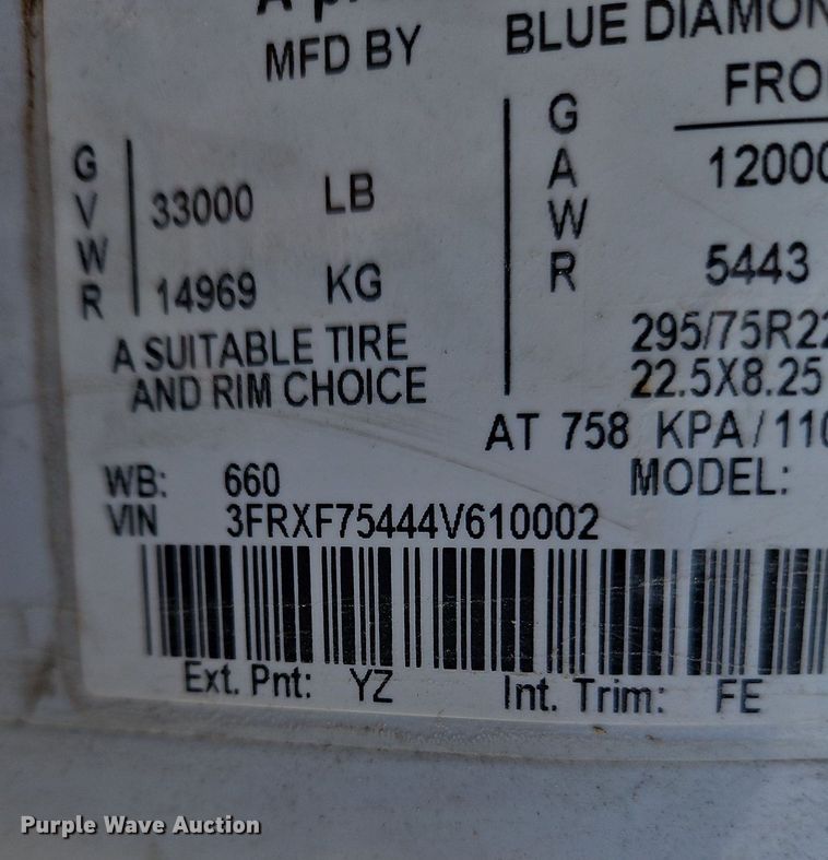 image for item OJ9834 2004 Ford  F750 Super Duty truck cab and chassis