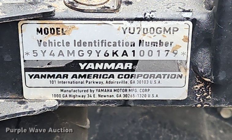 image for item OJ9850 2019 Yanmar YU700GMP utility vehicle