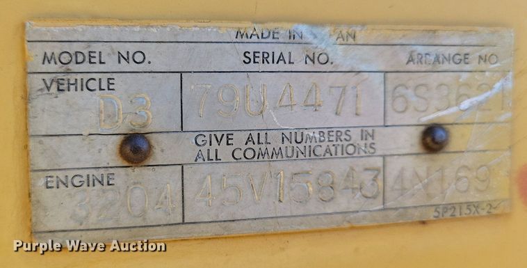 image for item DN3512 1978 Caterpillar D3 dozer