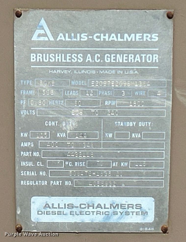image for item DO6575 Allis Chalmers BKGB generator