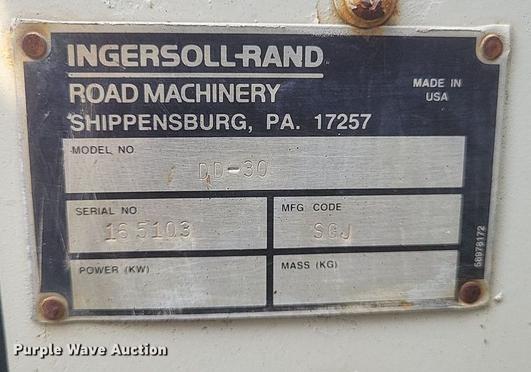 image for item DQ3622 2000 Ingersoll Rand  DD-30 double drum vibratory roller
