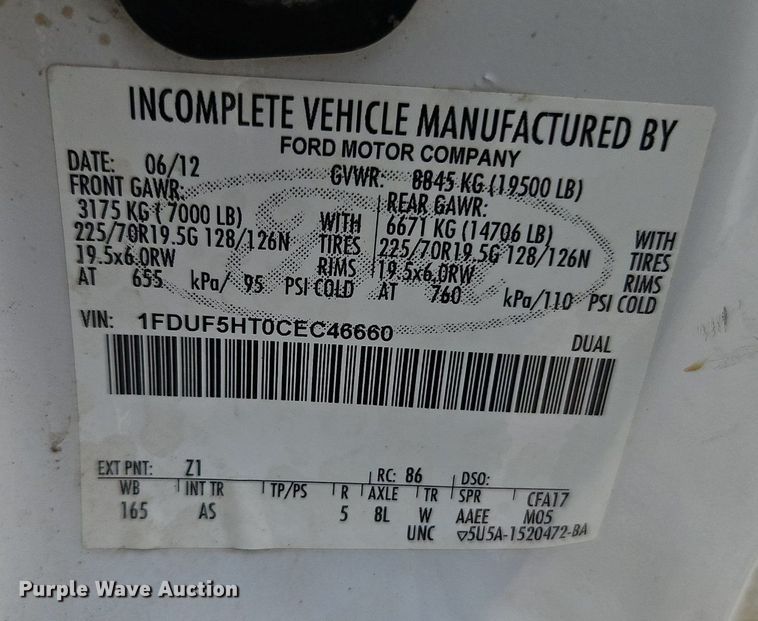 image for item DR8668 2012 Ford  F550 XL Super Duty utility / service truck