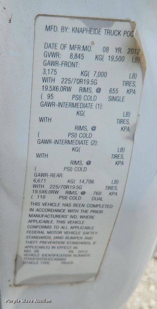 image for item DR8668 2012 Ford  F550 XL Super Duty utility / service truck