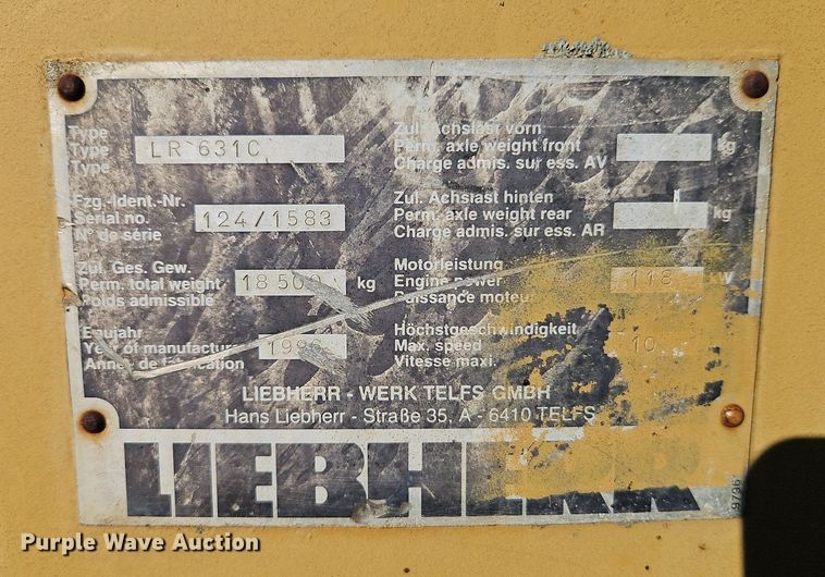 image for item DR8755 1995 Liebherr LR631C track loader