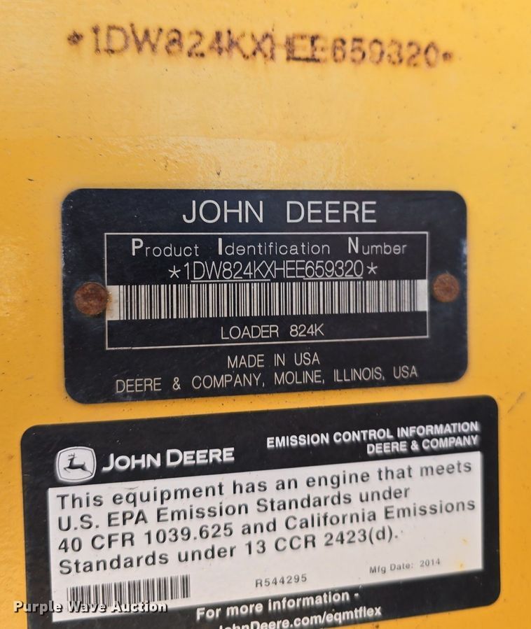 image for item DS4755 2014 John Deere 824K wheel loader