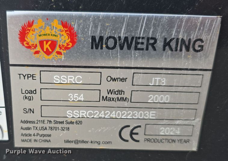 image for item DS4870 2024 Mower King SSRC skid steer rotary mower