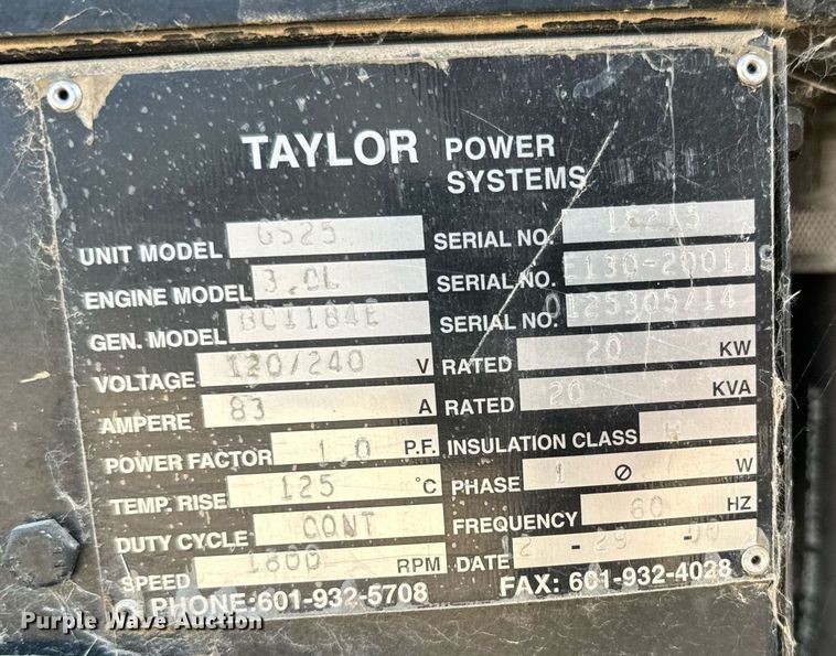 image for item DV2763 Taylor Power Systems GS25 generator