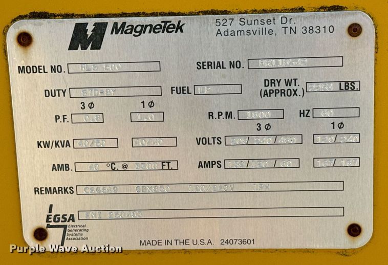 image for item DV2764 Magnetek RLS 500 generator