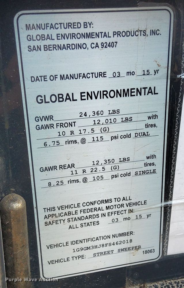 image for item DV5907 2015 Global  MX3 street sweeper 