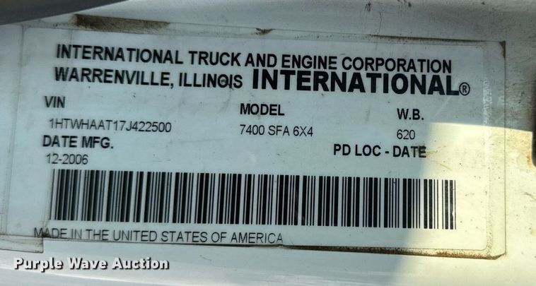 image for item DV5908 2007 International 7400 sewer jetter truck