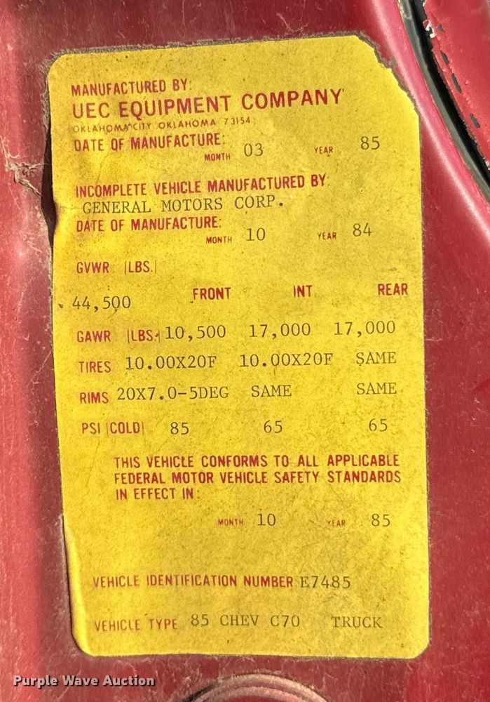 image for item DX1148 1985 Chevrolet Kodiak  digger derrick truck